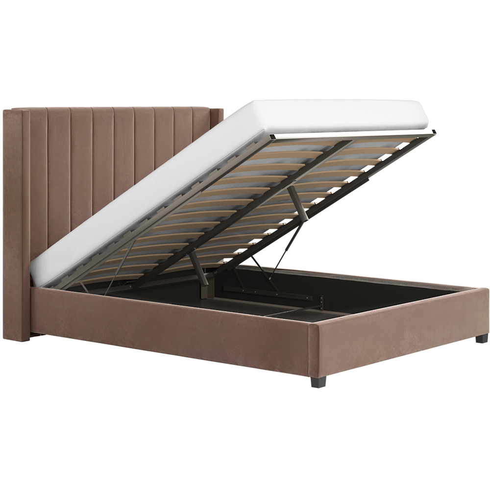 Flair Tiggy Double Chocolate Velvet Lift-Up Ottoman Bed with Winged Headboard Image 3