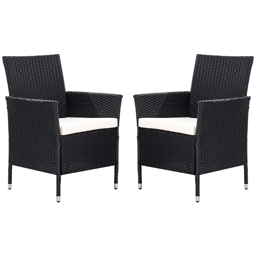 Living and Home Set of 2 Rattan Chair with Cushioned Seat Image 3