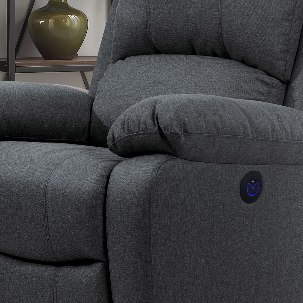 Comfy Living Dark Grey Linen Electric Recliner Chair Image 2
