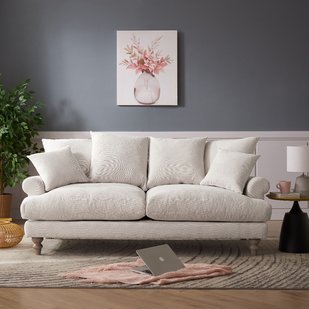 Home Detail Churchill 3 Seater Ivory Linen Sofa Image 9
