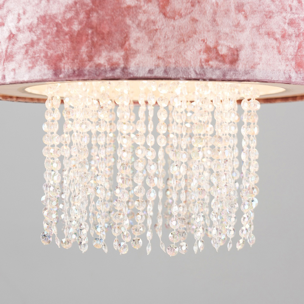ValueLights Boland Dusky Pink Velvet Droplets Pendant Shade Image 4