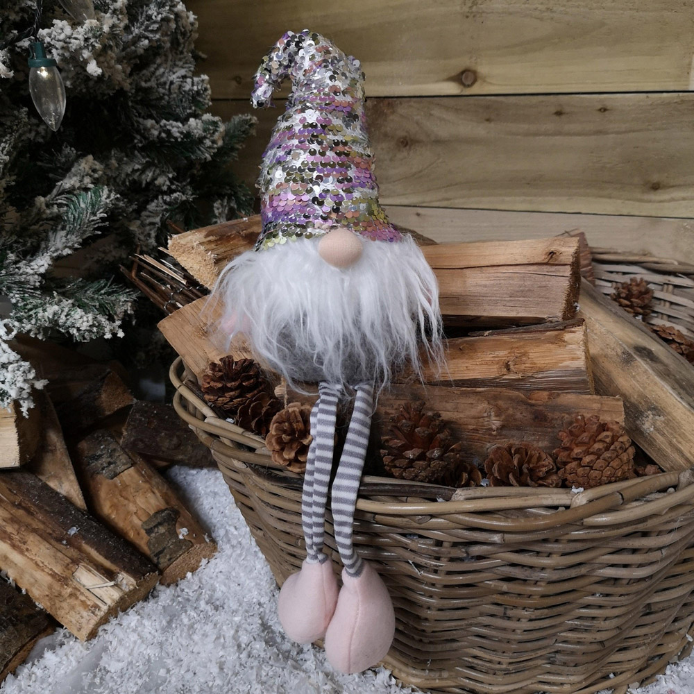 Samuel Alexander Pink and Grey Sitting Gonk Christmas Decoration 49cm Image 6