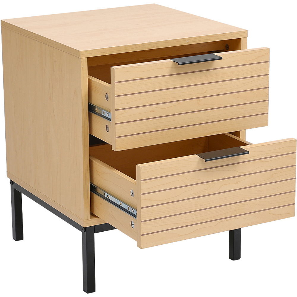 H&O Direct 2 Drawers Small Rustic Wooden Side Cabinet Image 3
