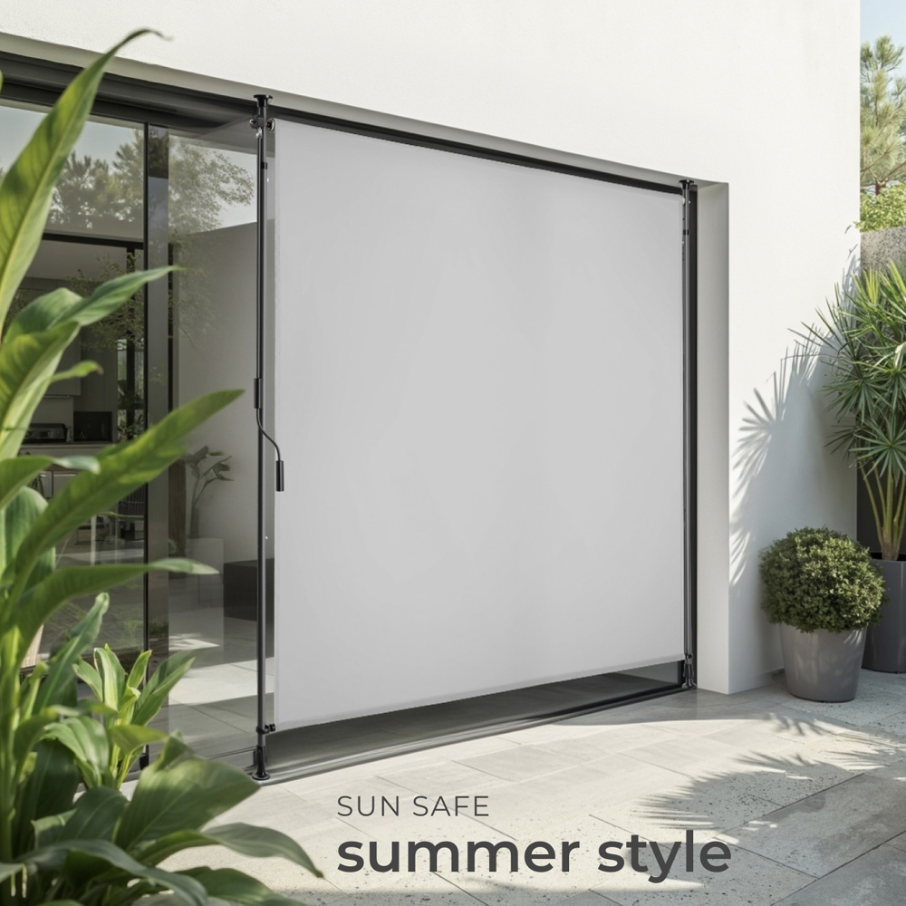 tectake Taija Light Grey Retractable Awning with hand crank 310 x 158cm Image 7