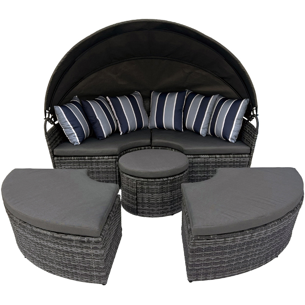 Furniture One 8 Seater Rattan Sun Lounger Sofa Set with Canopy 180cm Image 2