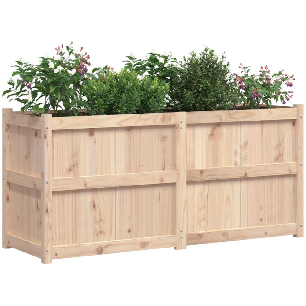 vidaXL Brown Solid Pine Wood Garden Planter 70 x 150 x 50cm Image 3