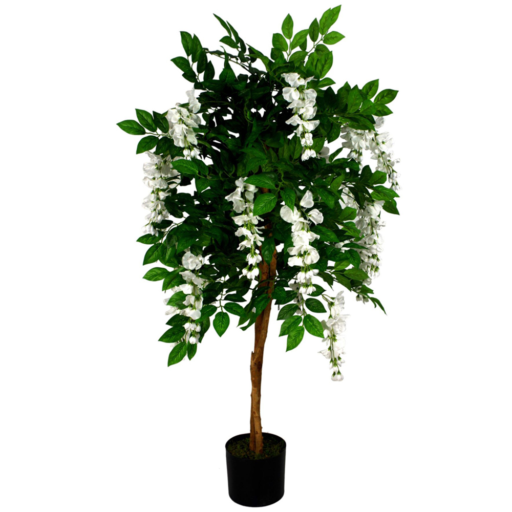 Leaf White Flowers Wisteria Artificial Tree in Pot 130cm Image 1