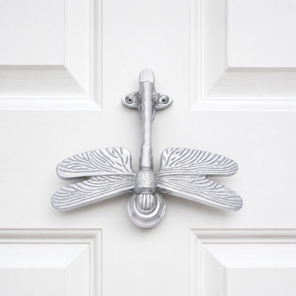 Spira Brass Satin Chrome Dragonfly Door Knocker Image 2