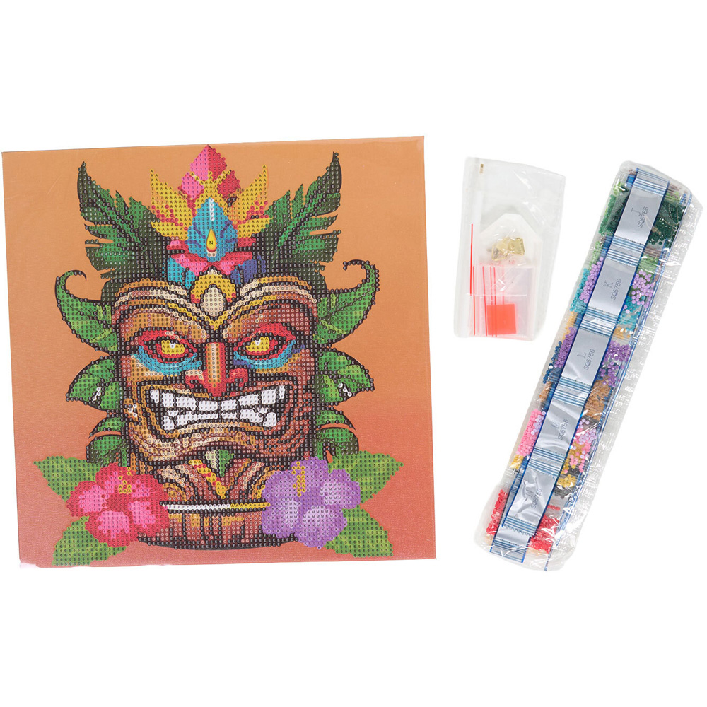 Tiki Head Crystal Canvas Kit Brown Image 3