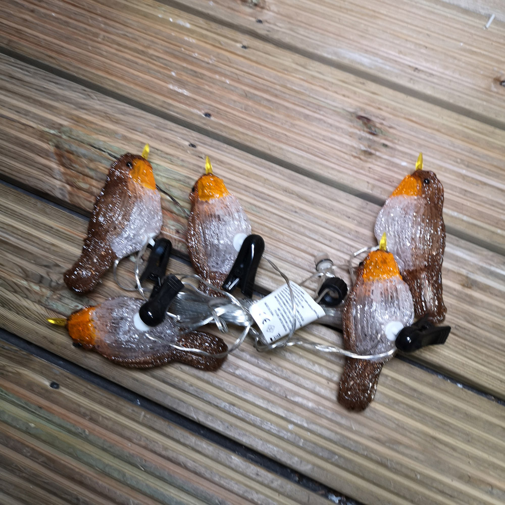 Samuel Alexander Acrylic Robin Ice White LED Outdoor Christmas Decoration 5 Pack Image 4