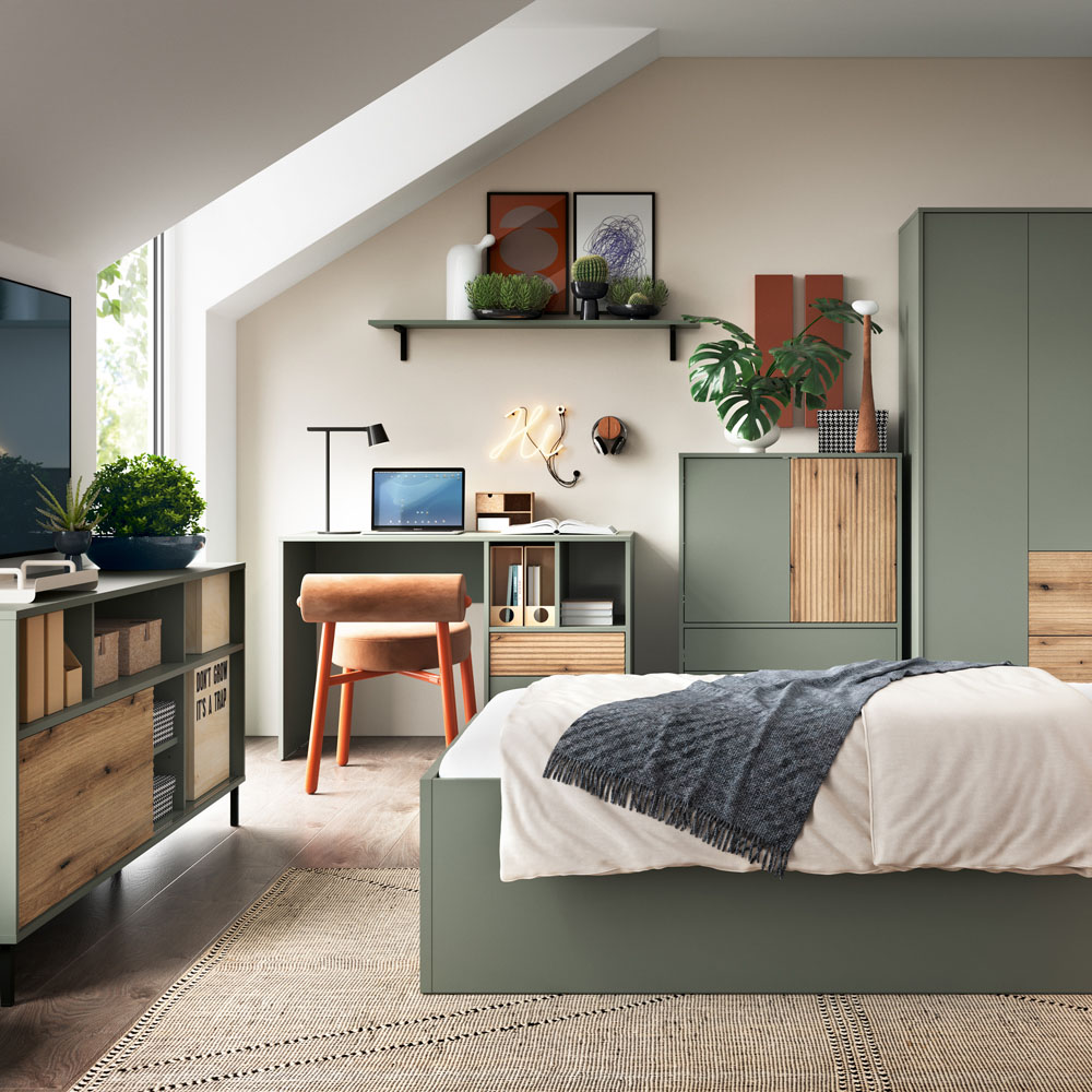 Furniture To Go Darwin Single Sliding Door Green Sideboard Image 5