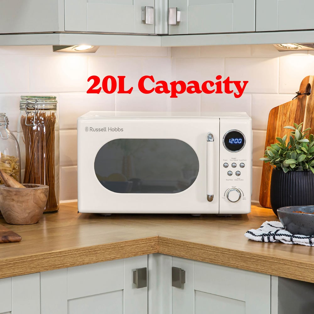 Russell Hobbs Retro Solo RHM2044C Cream Digital 20L Microwave Image 5