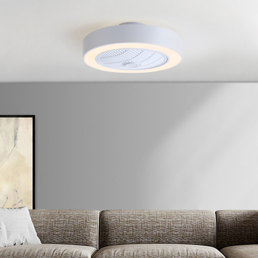 Living and Home White Round Ceiling Fan Light with Remote 22 inch Image 5