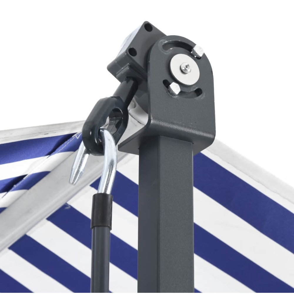 vidaXL Blue and White Retractable Free Standing Awning with Handle Crank 5 x 3m Image 6