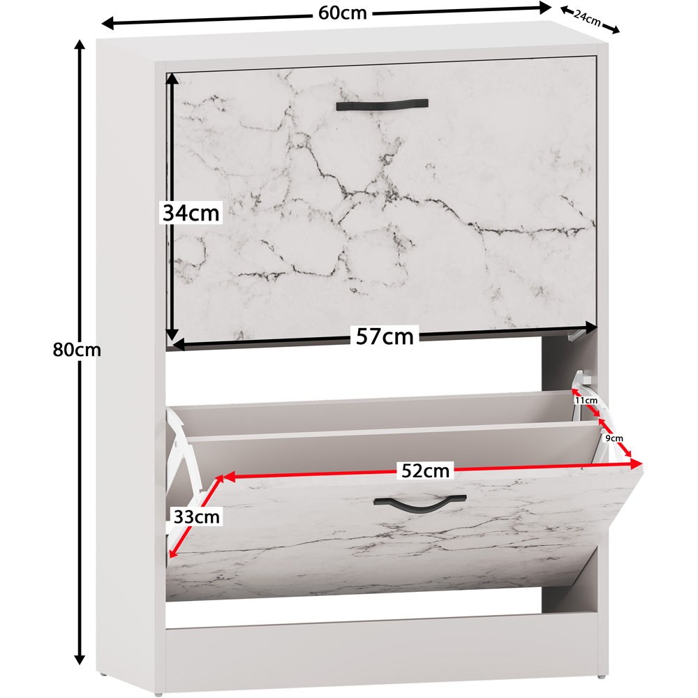 VIDA DESIGNS 2 Drawer White Marble Shoe Cabinet Image 9