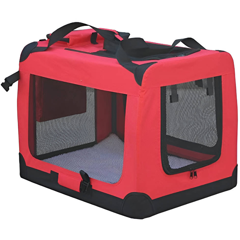 HugglePets Small Red Fabric Crate 50cm Image 4