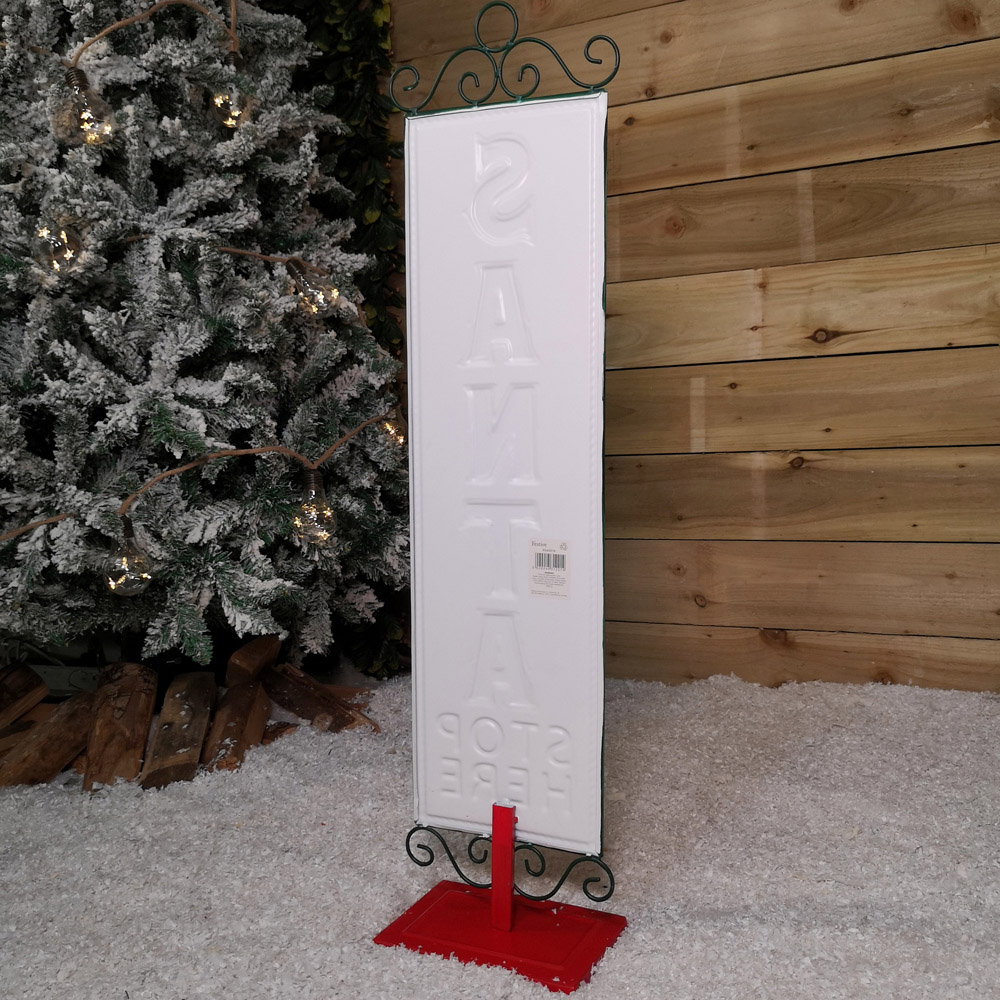 Samuel Alexander Red and White Santa Stop Here Sign Christmas Decoration 86cm Image 6
