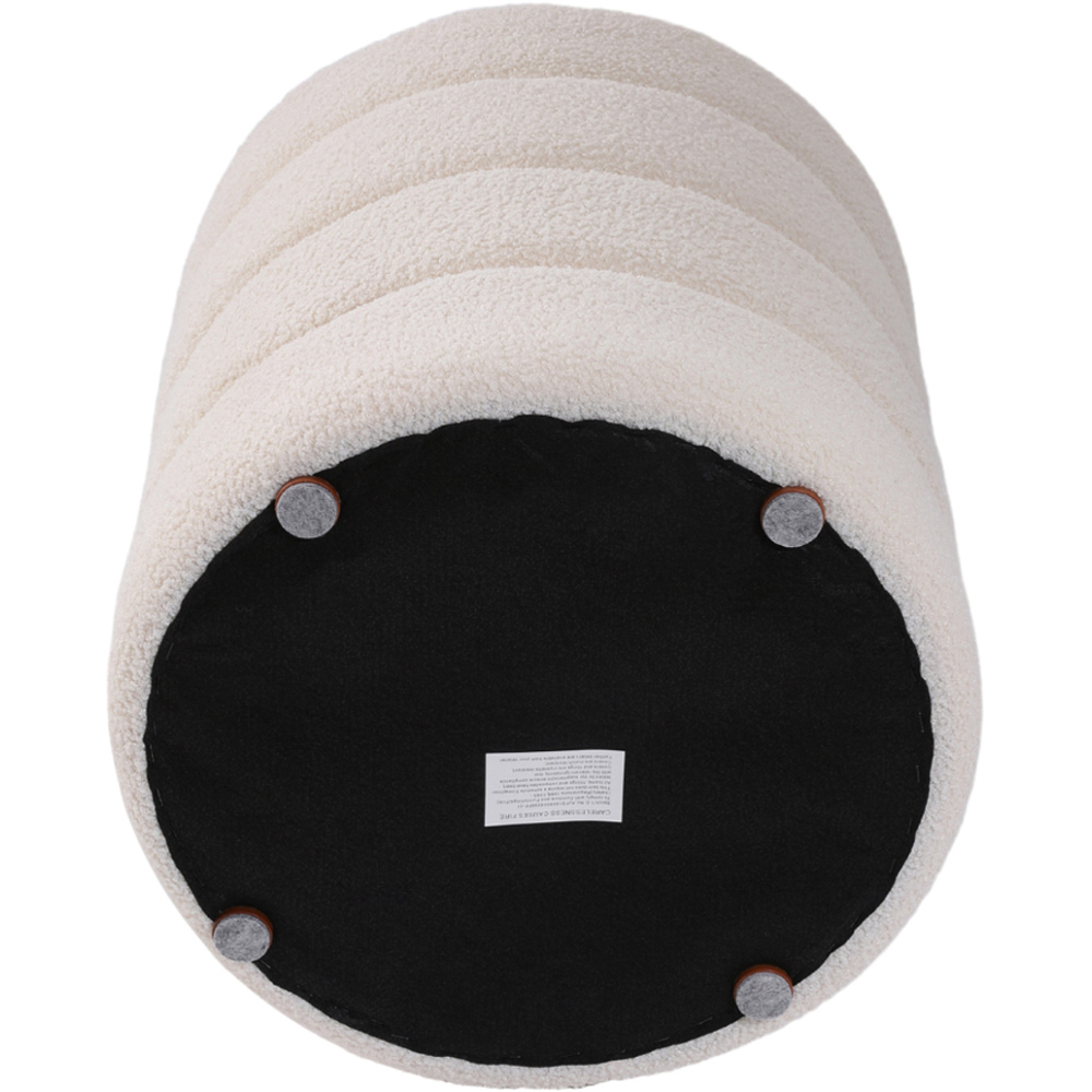 Living and Home White Round Channel Upholstered Stool Image 7
