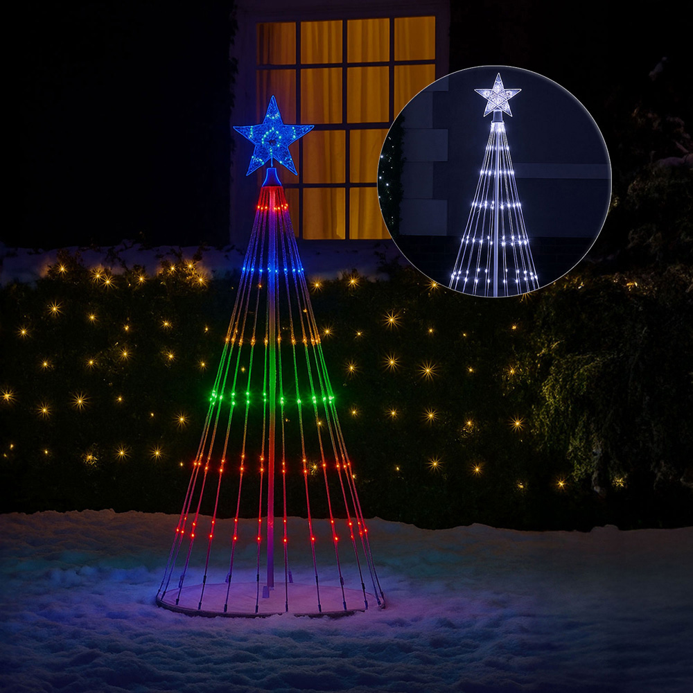 Neo Multicolour Waterfall LED Outdoor Christmas Tree with Remote 4ft Image 5