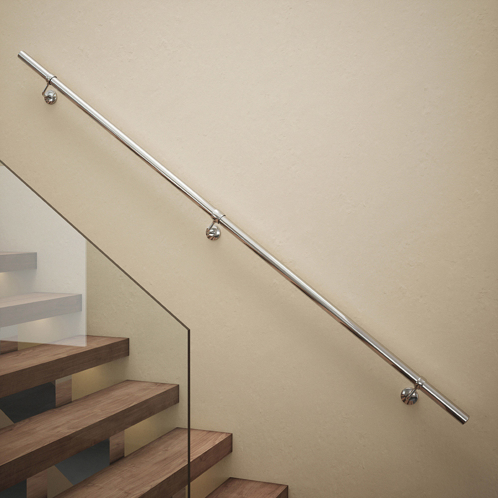 Rothley Polished Steel Stair Handrail Kit 2.4m Image 9