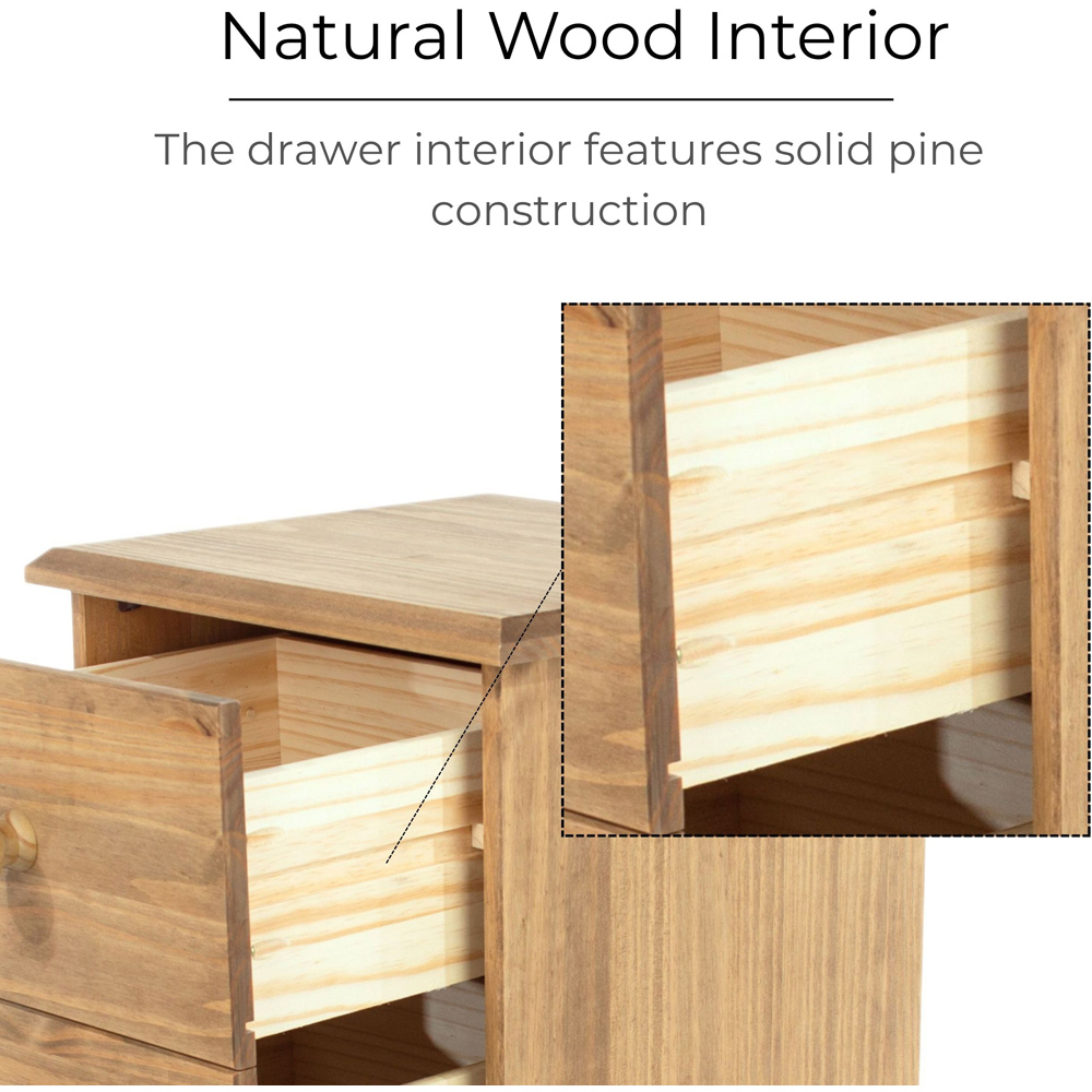 Core Products Cotswold 2 Drawer Pine Wood and MDF Bedside Table Image 7