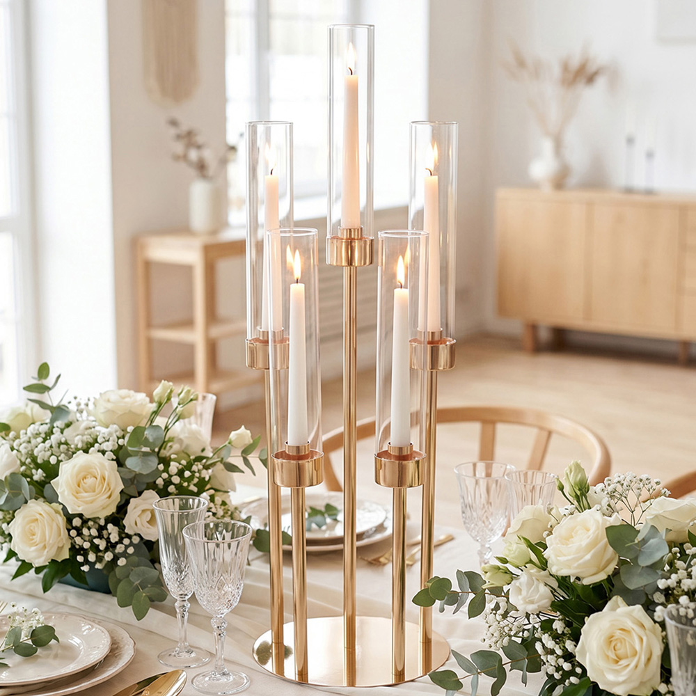 Living and Home 5-Arm Gold LED Candle Candelabra Image 7