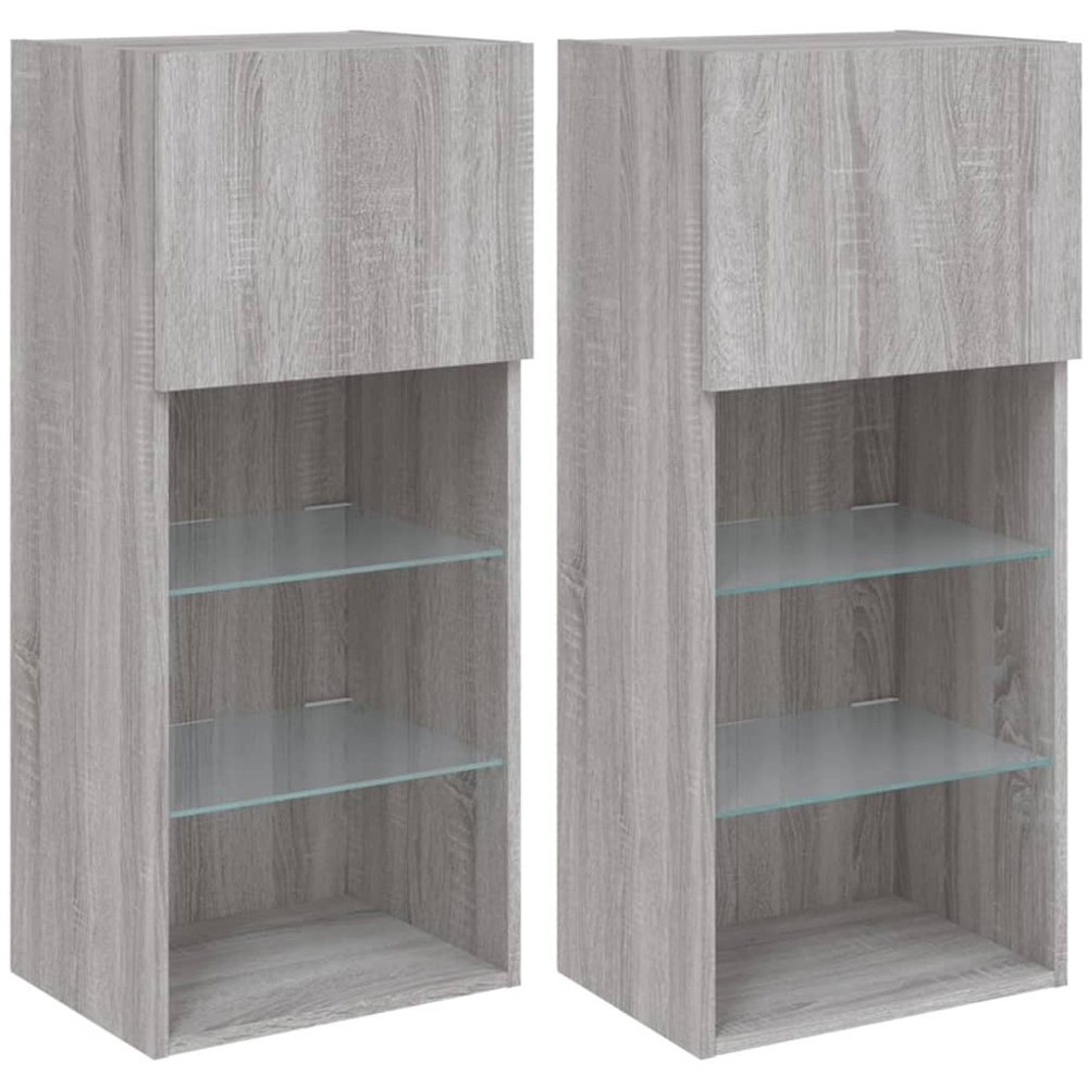 vidaXL Single Door 3 Shelf Grey Sonoma TV Cabinet with RGB LED Lights Image 2