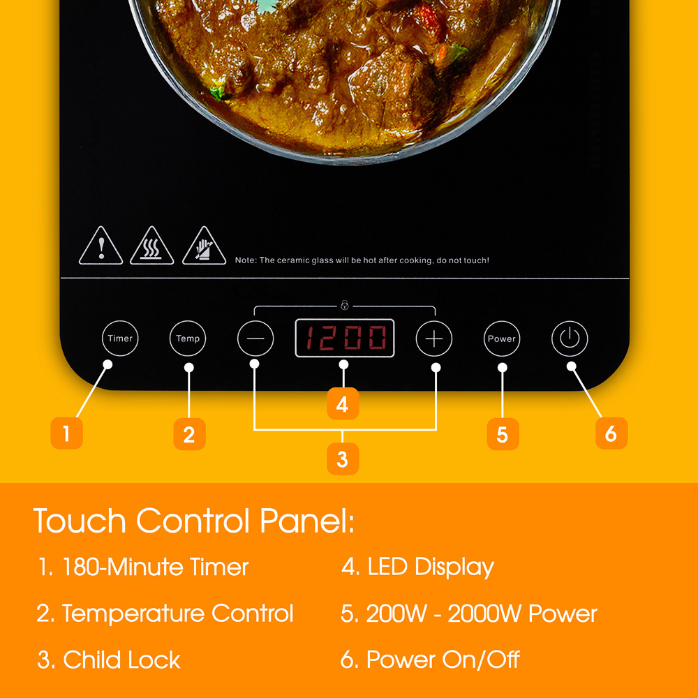 Abode AINDH1002 Black Single Induction Hob Image 8