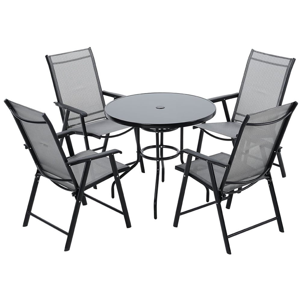 Living and Home 4 Seater Garden Dining Set Black and Grey Image 2