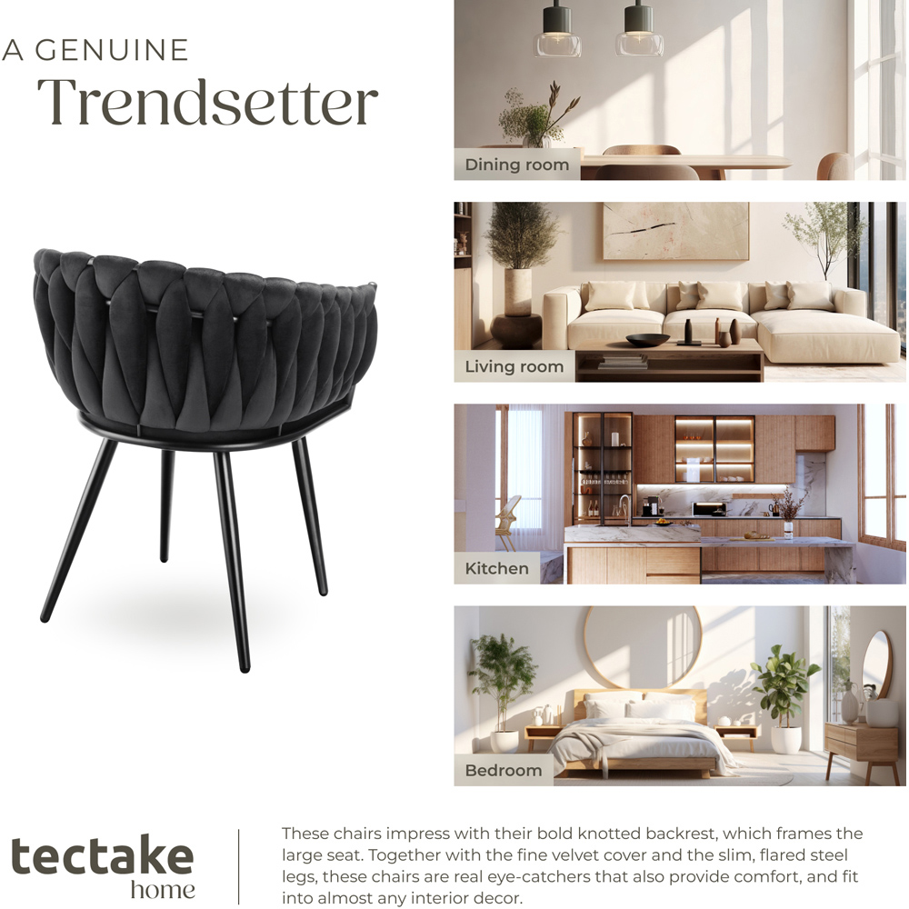 Tectake Astana Set of 6 Black Dining Chair Image 6