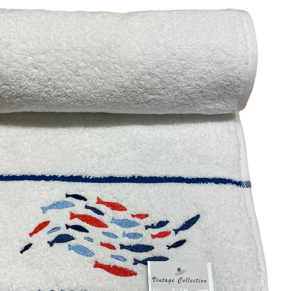 Bellissimo Soft Turkish Cotton White Fish Bath Towel Image 2