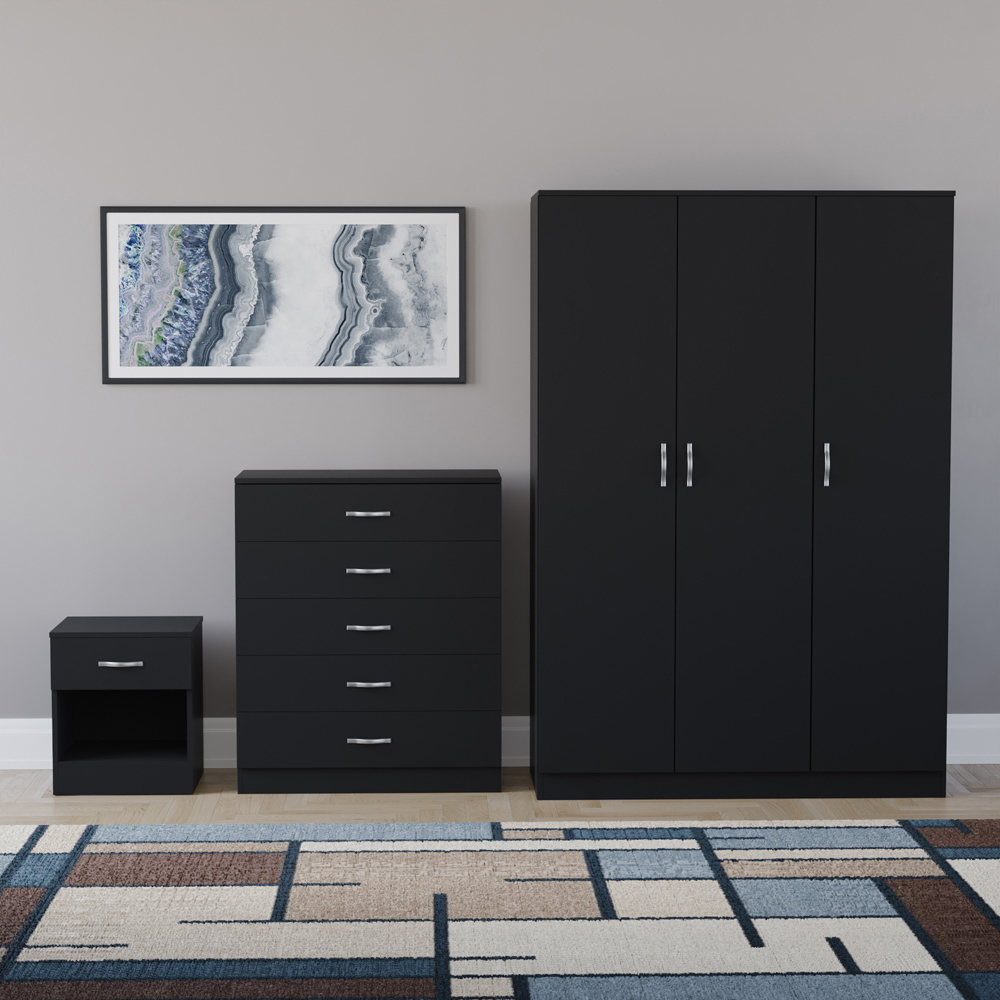 VIDA DESIGNS Riano Black 3 Piece Bedroom Furniture Set Image 2