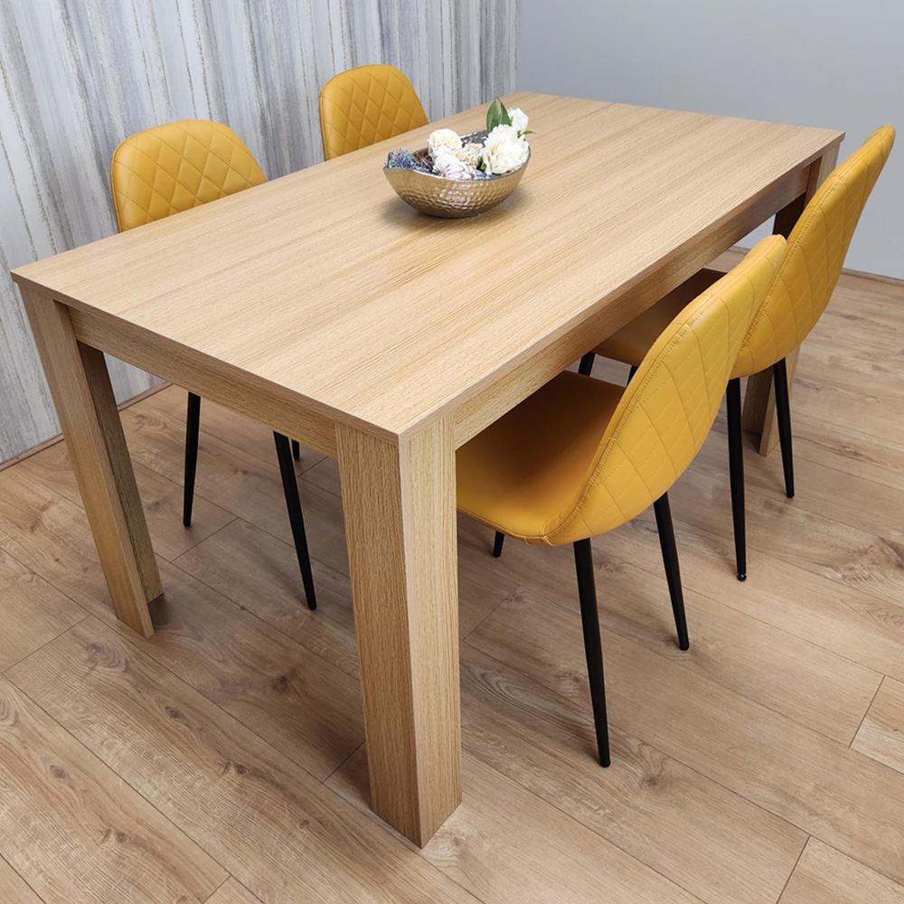 Kosy Koala 4 Seater Dining Table Set Oak Effect and Mustard Image 1