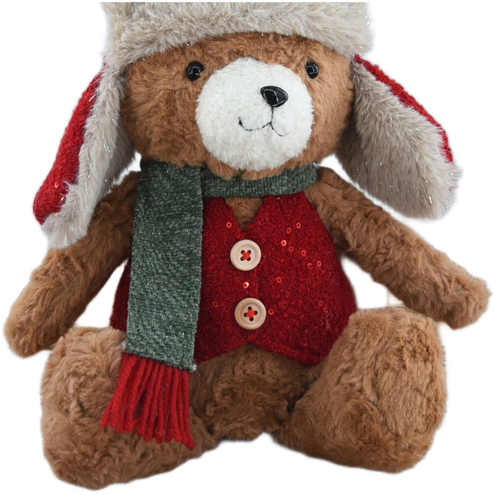 Cosy Sitting Christmas Bear Decoration Image 3