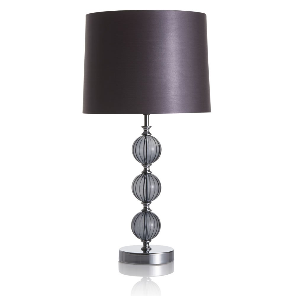 Wilko Cool Grey Glass Ball Detail Table Lamp Image 1