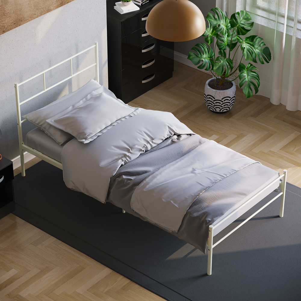 Vida Designs Dorset Single White Metal Bed Frame Image 6