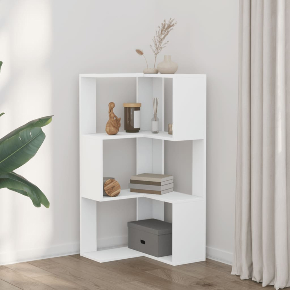vidaXL 3 Shelf White Corner Bookcase Image 8