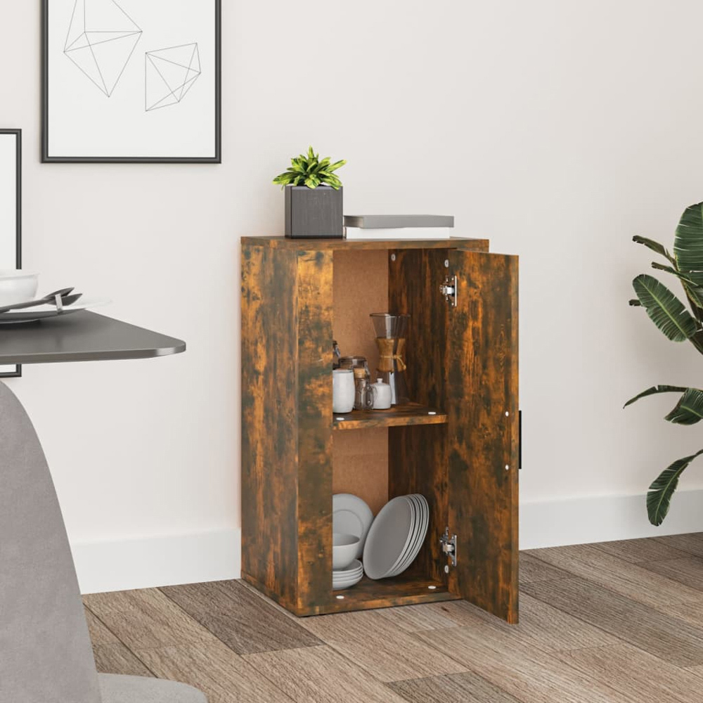 vidaXL Single Door Smoked Oak Sideboard Image 7