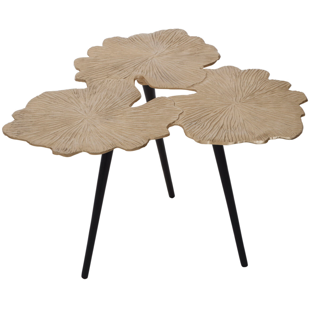 Premier Housewares Prato Gold Finish Gingko Leaves Design Large Side Table Image 3