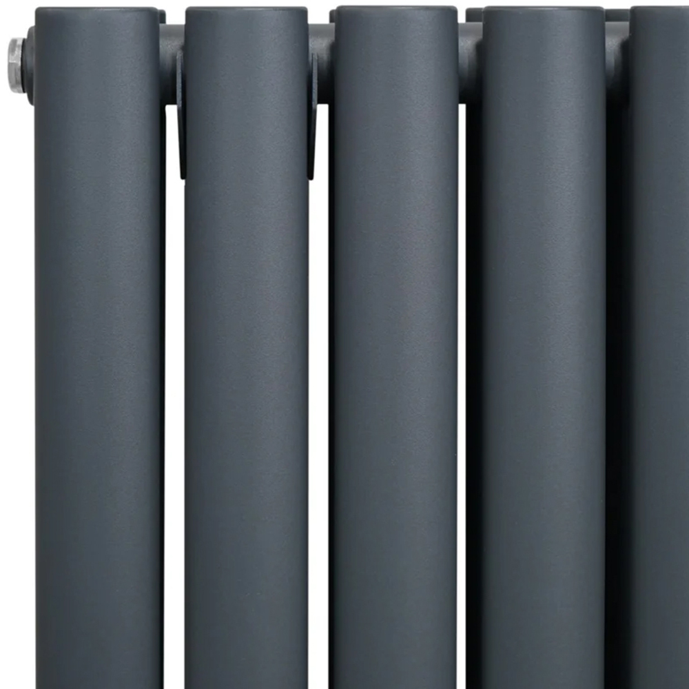 Monster Shop 2797BTU Anthracite Grey Oval Column Radiator and Valves 1600 x 240mm Image 4