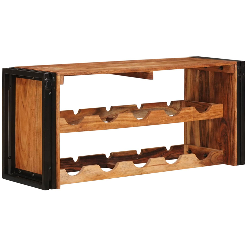 vidaXL 10 Bottle Brown Solid Acacia Wood Wall Mounted Wine Rack Image 4