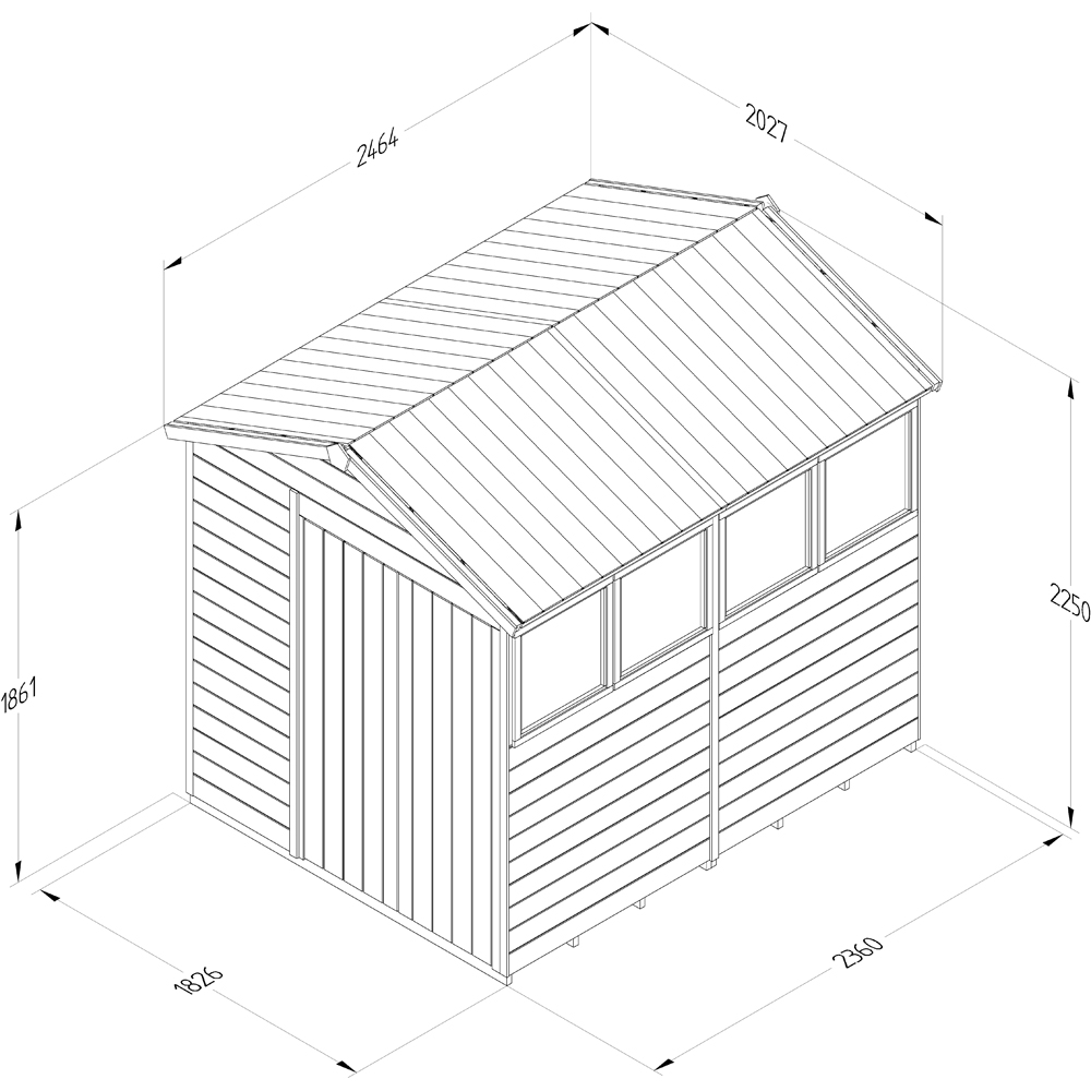 Forest Garden Timberdale 6 x 8ft 2 Opening Apex Shed Image 9