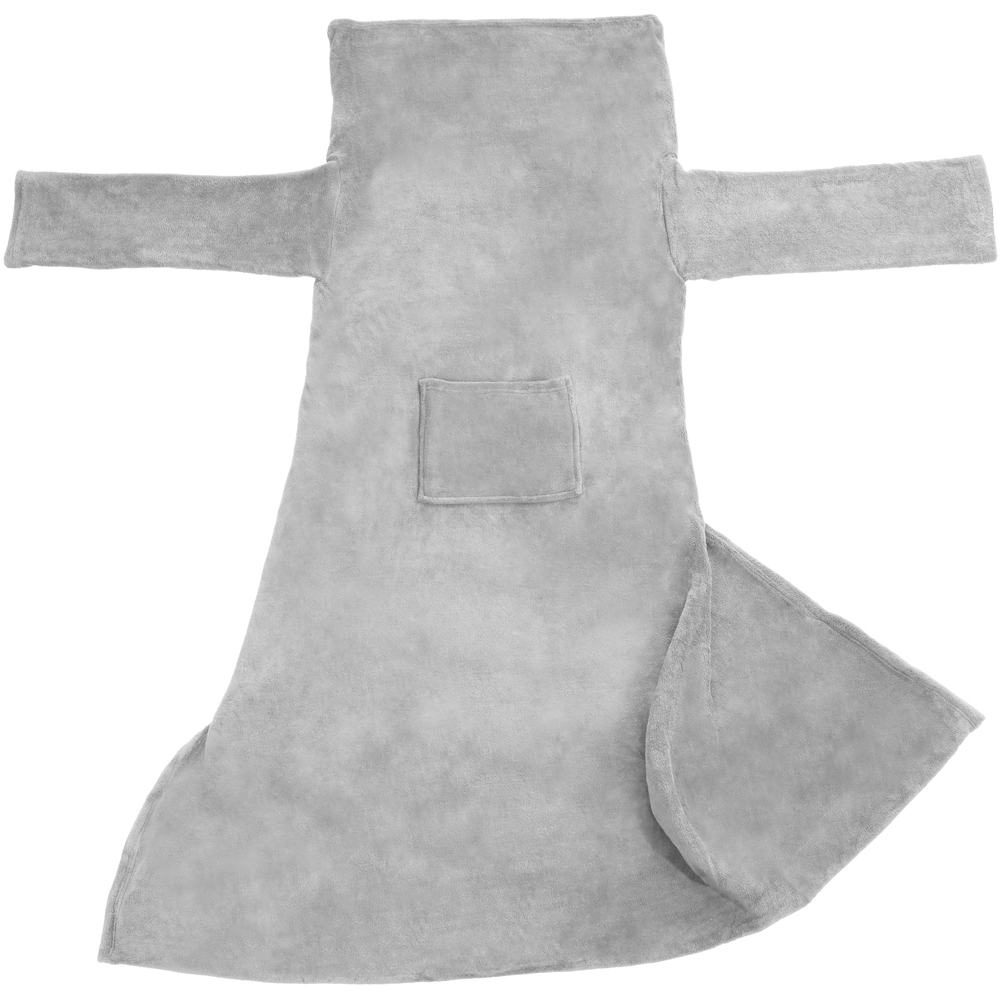 tectake Grey Sleeved Blanket with Pocket 170 x 200cm 2 Pack Image 1