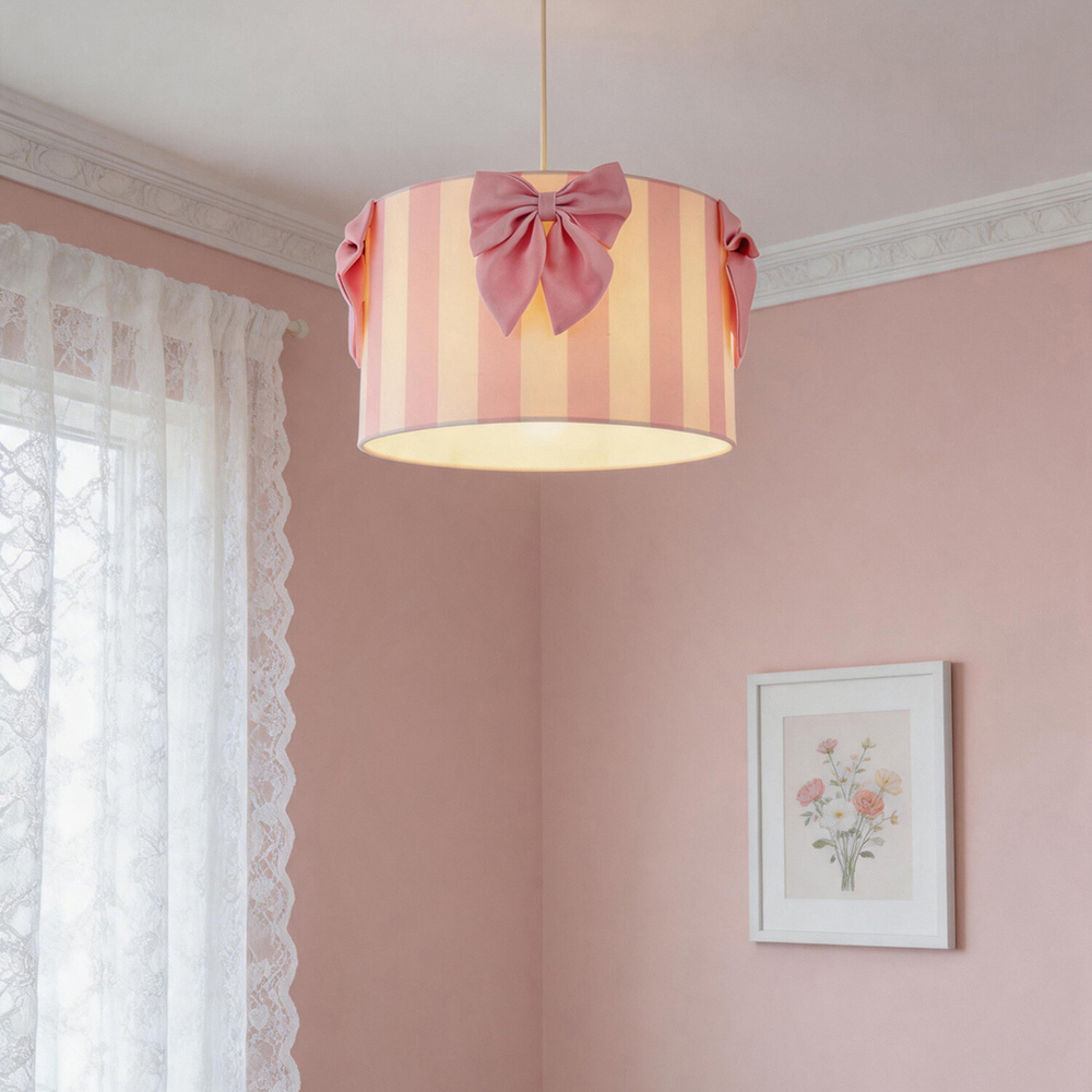 Stripe Bow Lamp Shade Pink Image 2