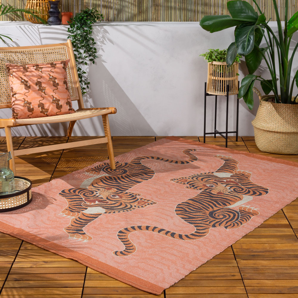 furn. Coral Tibetan Tiger Washable Outdoor Rug 120 x 170cm Image 2