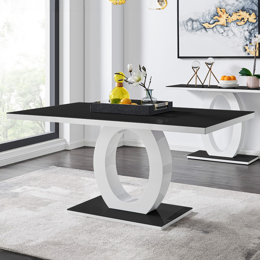 Furniturebox Lucia Valera 6 Seater Dining Set Black Gloss and Grey Image 2