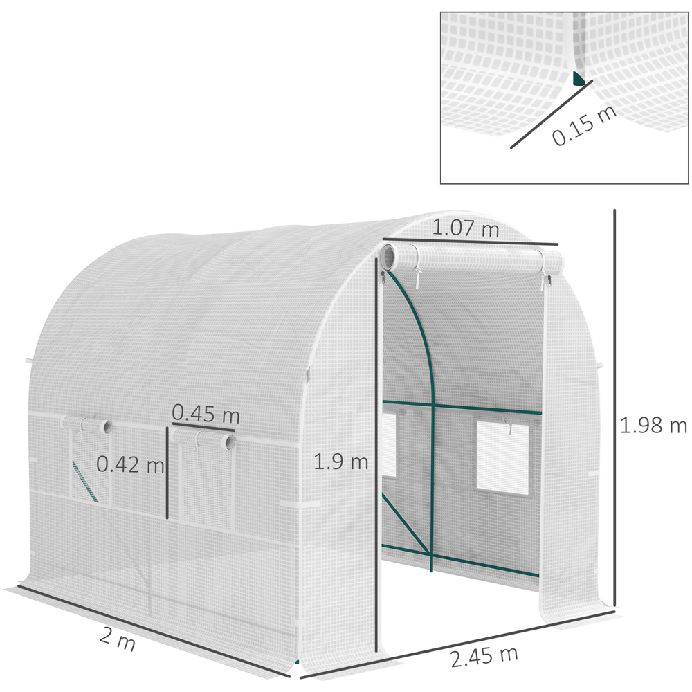 Outsunny 6.5 x 8.2ft Polytunnel Greenhouse with Roll-up Door and Window Image 7