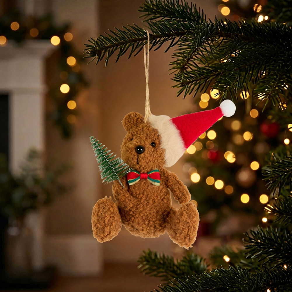Christmas Bear Hanging Decoration Brown Image 2
