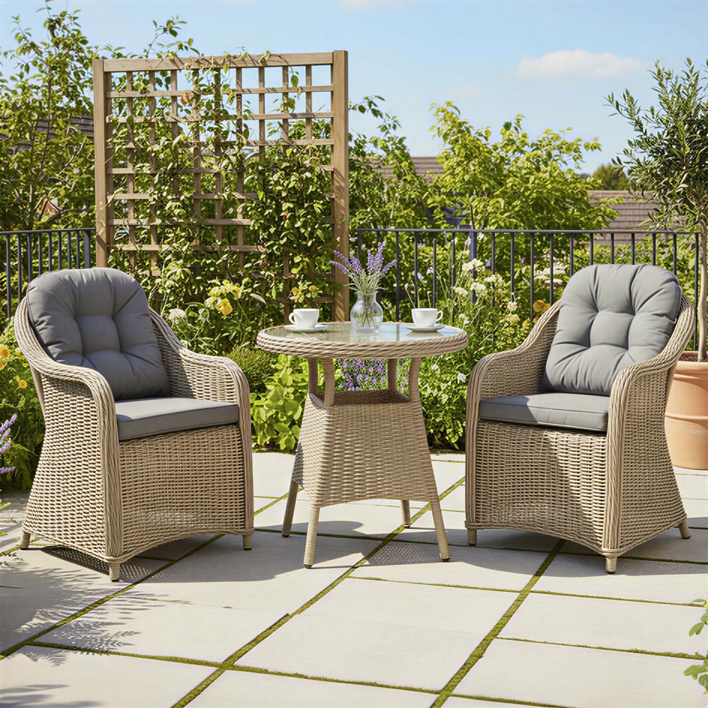 Oseasons Sicilia 2 Seater Sandy Oak Rattan Bistro Set Image 3