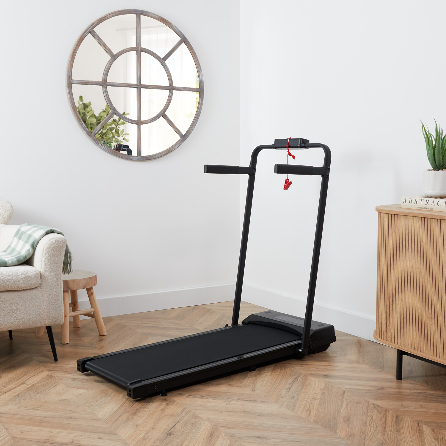 Black 2 in 1 Walking and Running Folding Treadmill Image 2
